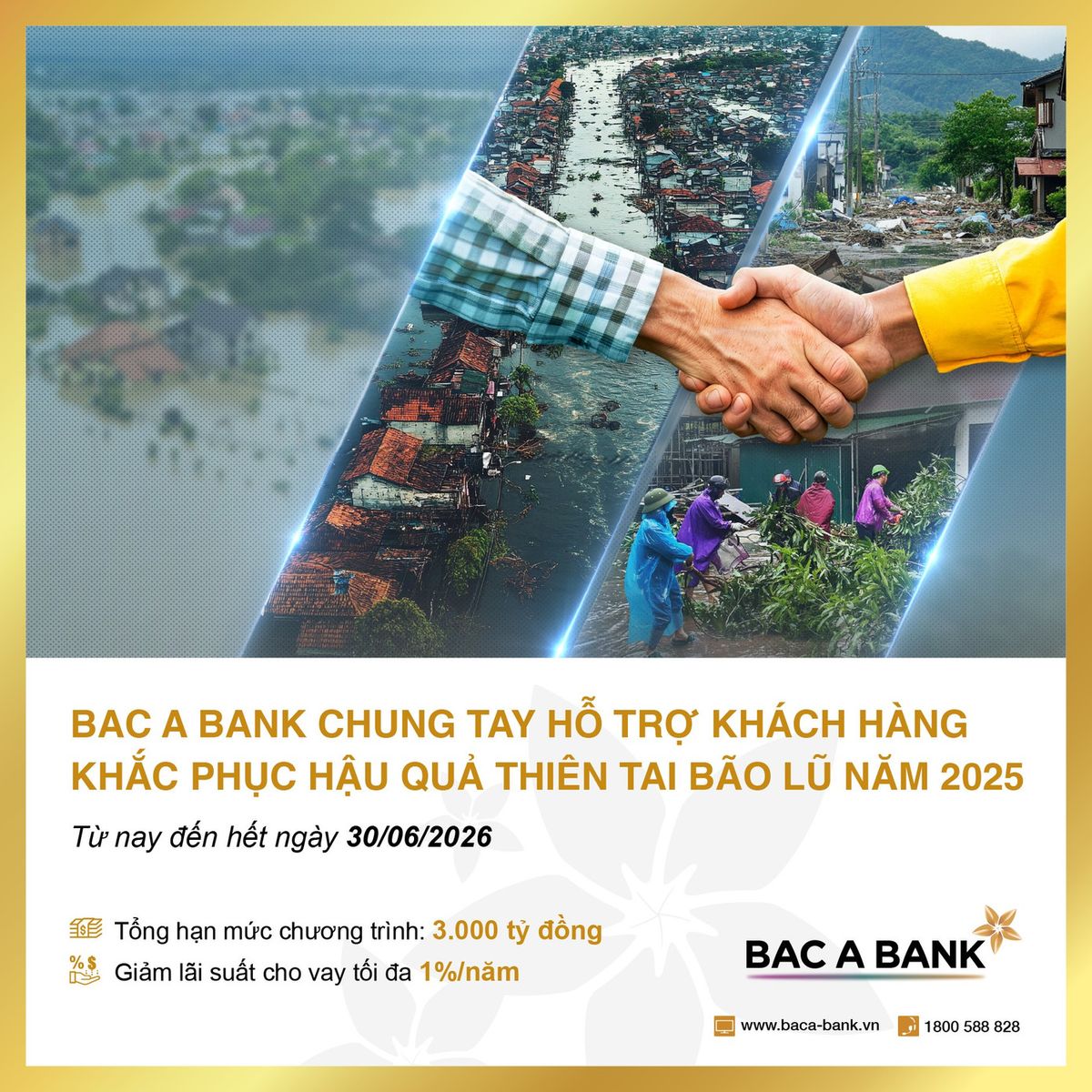 Hỗ trợ khácBAC A BANK chung tay hỗ trợ khách hàng khắc phục hậu quả thiên tai bão lũ năm 2025h hàng nhanh chóng khôi phục sản xuất