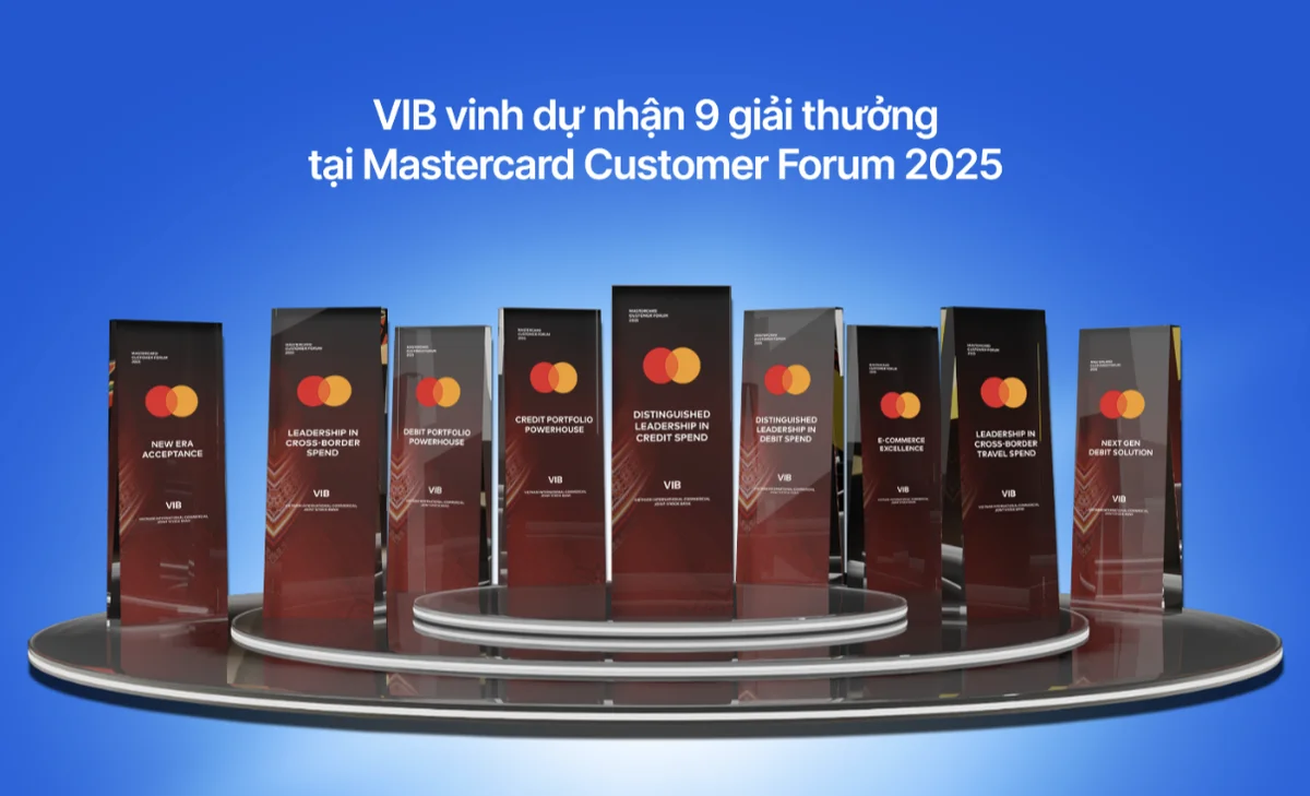 VIB nhận cùng lúc 9 giải thưởng từ Mastercard, khẳng định vị thế dẫn đầu thị trường thẻ Việt Nam