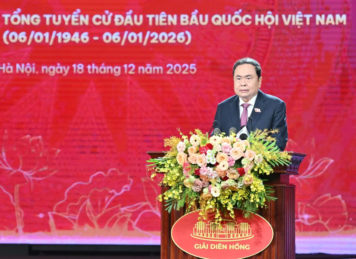 Chủ tịch Quốc hội Trần Thanh Mẫn phát biểu tại lễ trao giải