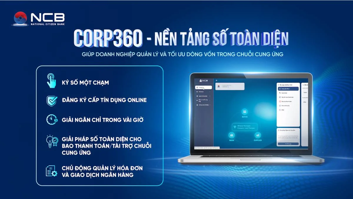 NCB Corp360 Platform kết nối chuỗi giá trị, rút ngắn quy trình và tối ưu dòng vốn, nâng cao hiệu quả vận hành, tài chính cho doanh nghiệp