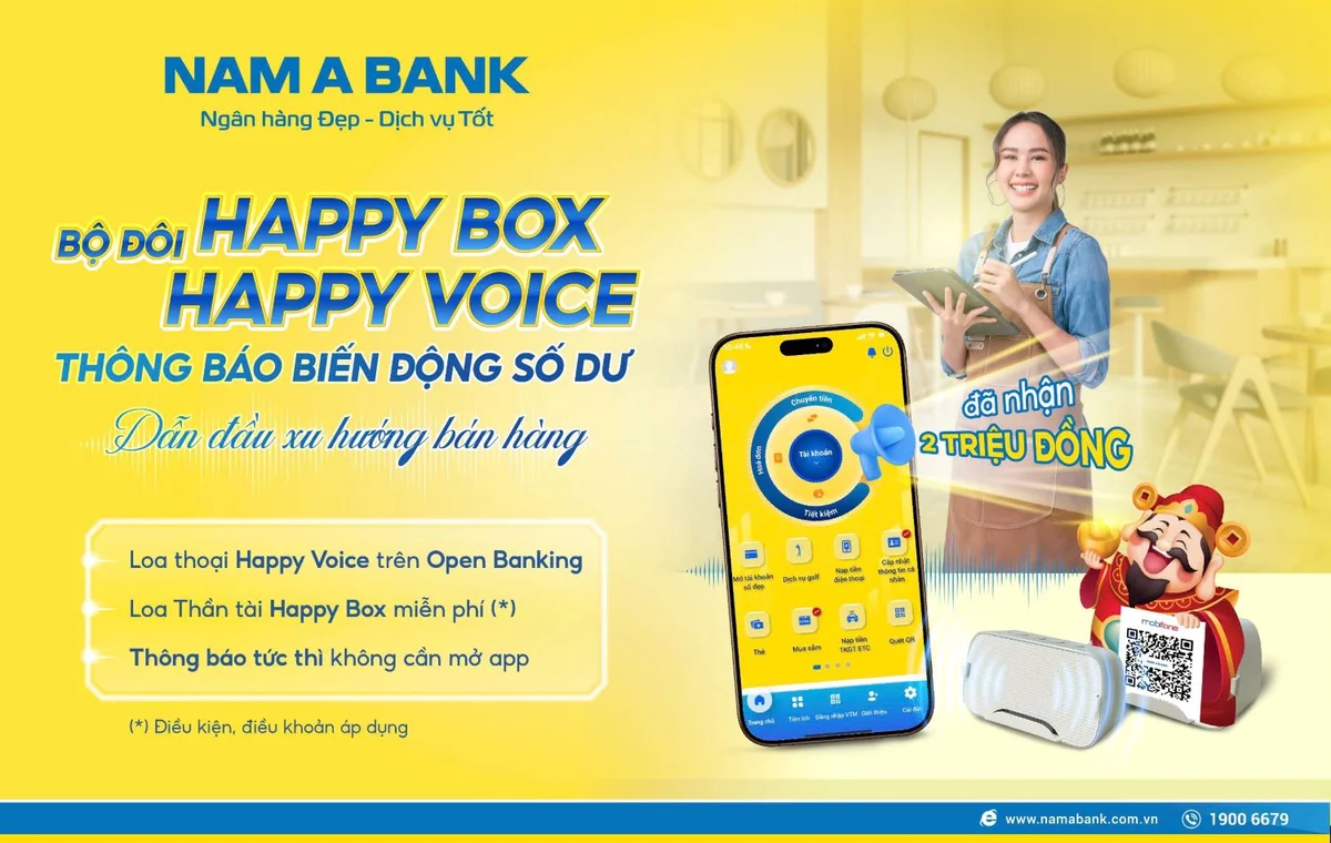 Nam A Bank ra mắt 2 tính năng thông báo biến động số dư bằng giọng nói