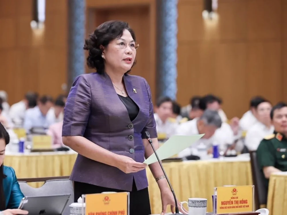 Thống đốc NHNN Nguyễn Thị Hồng phát biểu tại Hội nghị - Ảnh VGP/Nhật Bắc