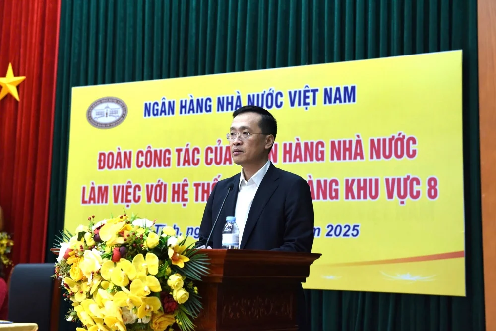 Phó Thống đốc Phạm Quang Dũng phát biểu chỉ đạo tại buổi làm việc