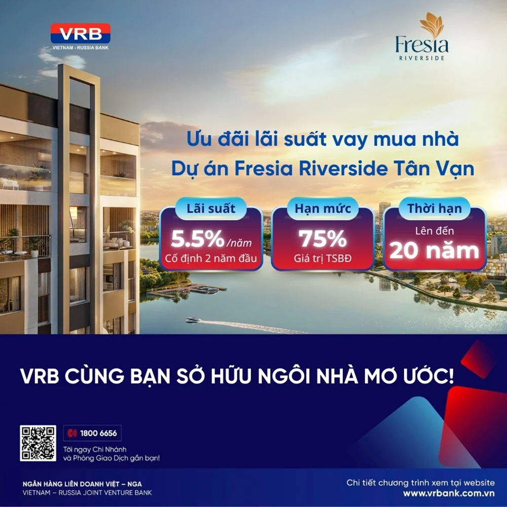 Ngân hàng VRB hỗ trợ khách hàng sở hữu căn hộ tại Fresia Riverside trung tâm thành phố Biên Hòa, tỉnh Đồng Nai