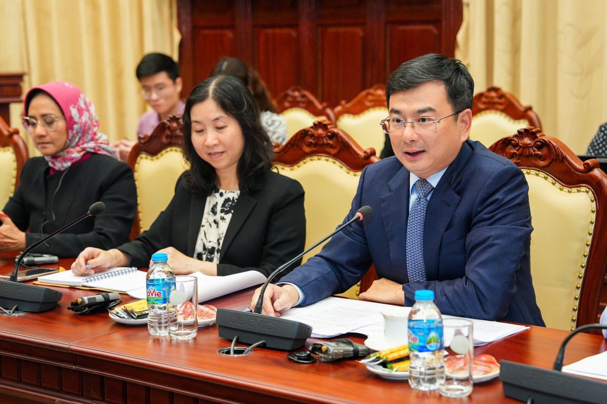 Phó Thống đốc Phạm Thanh Hà phát biểu tại buổi làm việc
