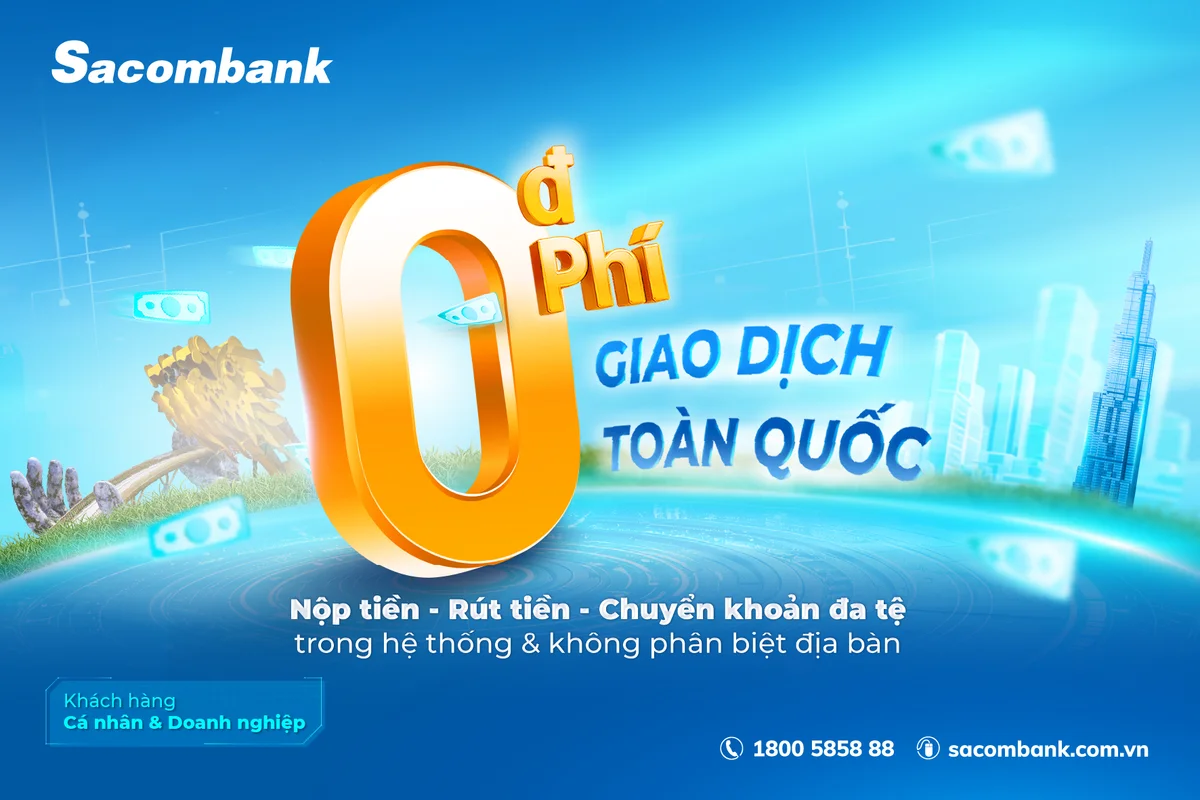 Sacombank miễn phí giao dịch, thúc đẩy số hóa tài chính