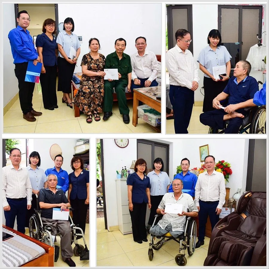 Đoàn Công tác trao quà tặng 4 thương binh nặng được VietinBank nhận phụng dưỡng suốt đời