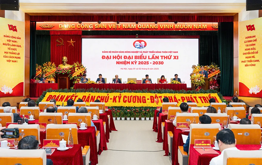 Toàn cảnh Đại hội đại biểu Đảng bộ Agribank lần thứ XI nhiệm kỳ 2025 - 2030