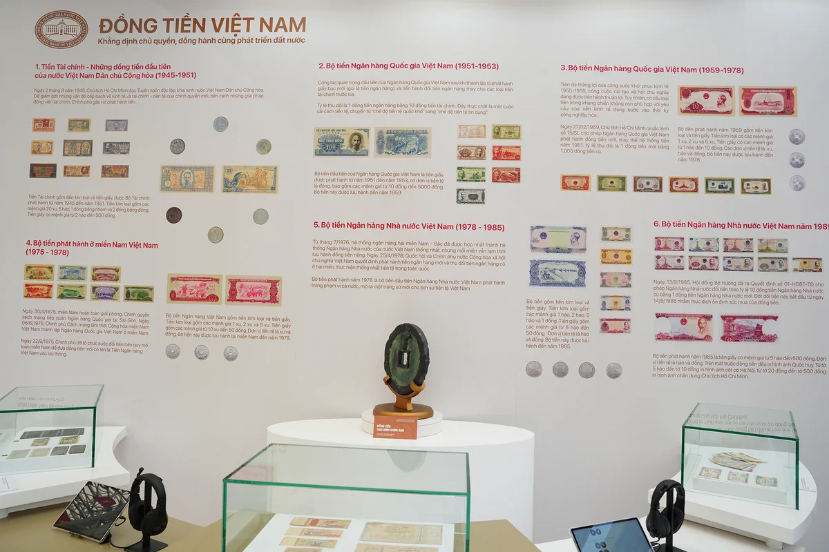 Phân khu "Đồng tiền Việt Nam - Khẳng định chủ quyền, đồng hành cùng phát triển đất nước" tái hiện 80 năm hành trình độc lập - tự do - hạnh phúc của dân tộc luôn có sự song hành của đồng tiền Việt Nam qua các thời kỳ