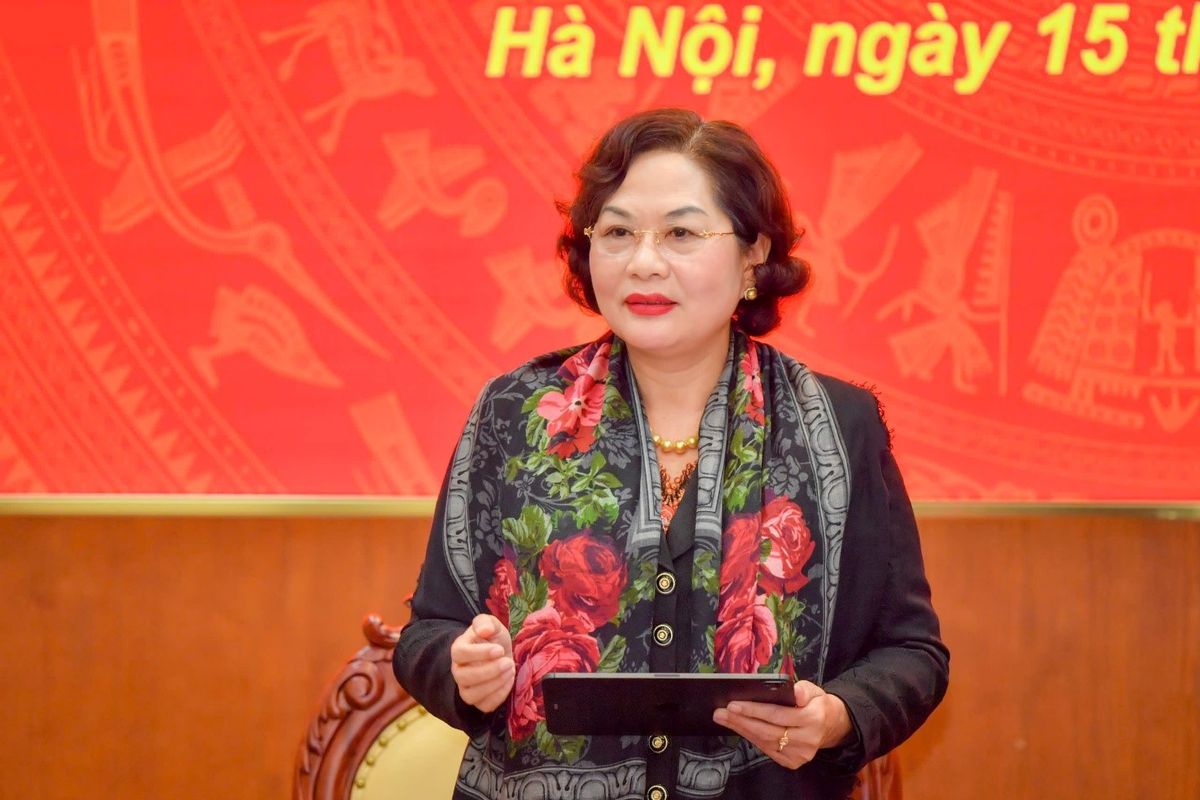 Thống đốc NHNN Nguyễn Thị Hồng phát biểu tại buổi làm việc