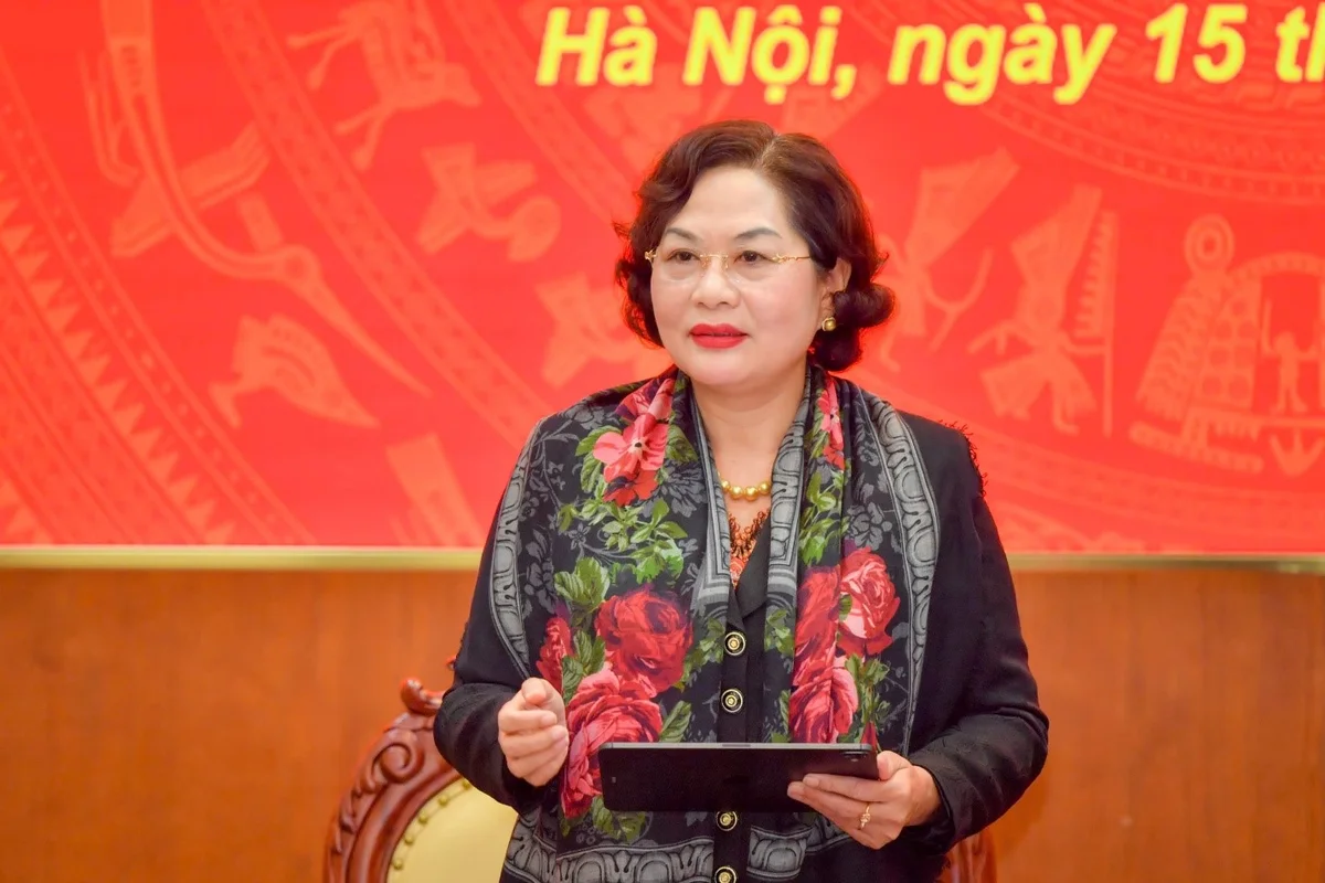 Thống đốc NHNN Nguyễn Thị Hồng phát biểu tại buổi làm việc