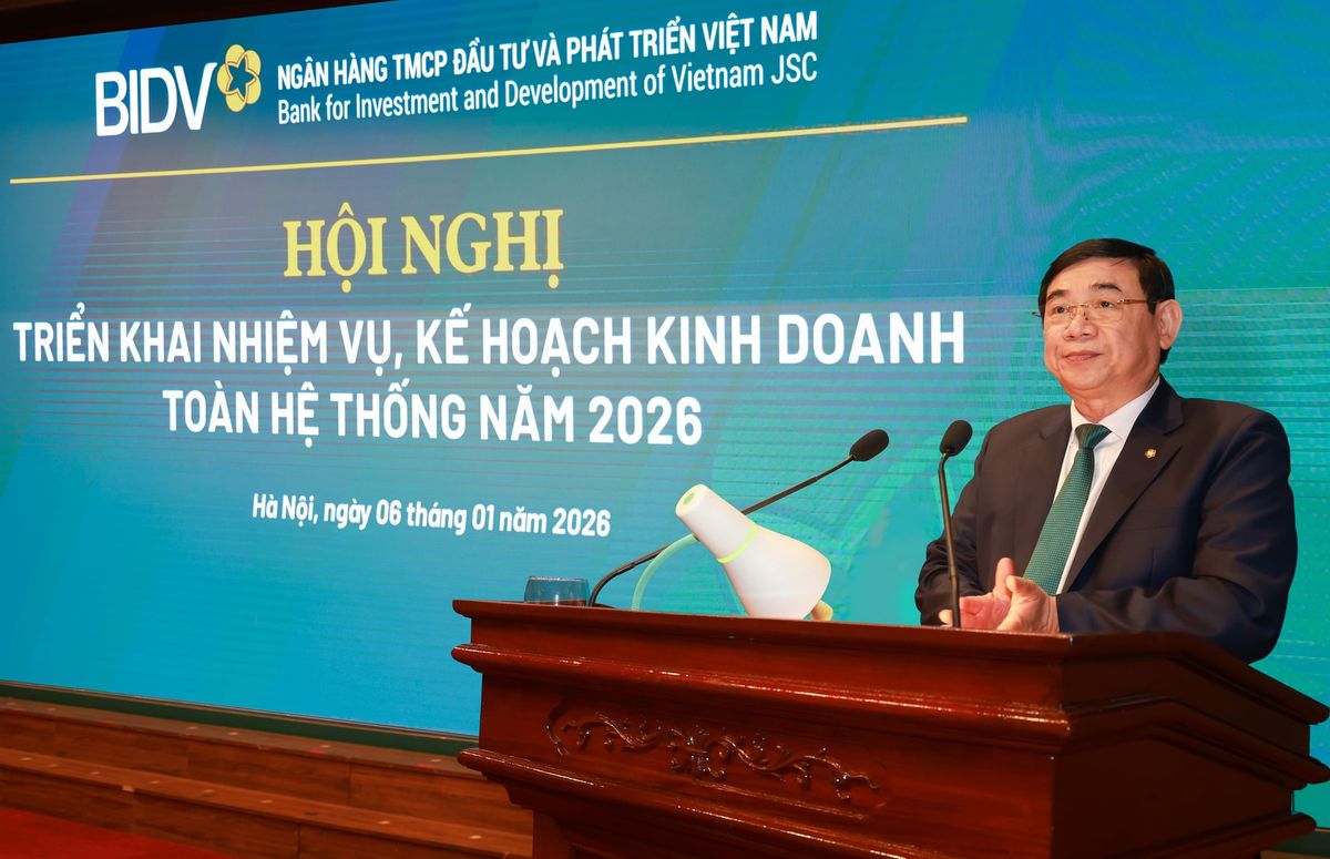 Chủ tịch HĐQT BIDV Phan Đức Tú phát biểu tại Hội nghị