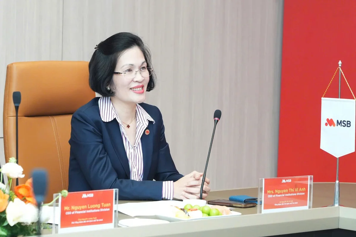 Bà Nguyễn Thị Vi Anh – Tổng Giám đốc Ngân hàng Định chế Tài chính MSB phát biểu