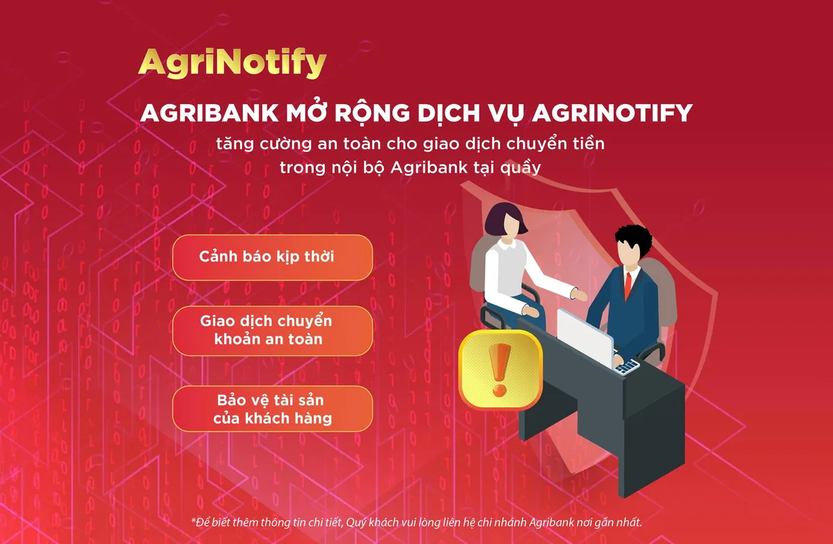 Agribank nâng cao cảnh báo tài khoản người nhận có dấu hiệu nghi ngờ gian lận, lừa đảo tại quầy giao dịch