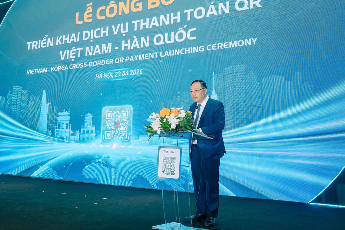 Ông Phạm Anh Tuấn – Vụ trưởng Vụ Thanh toán phát biểu tại sự kiện