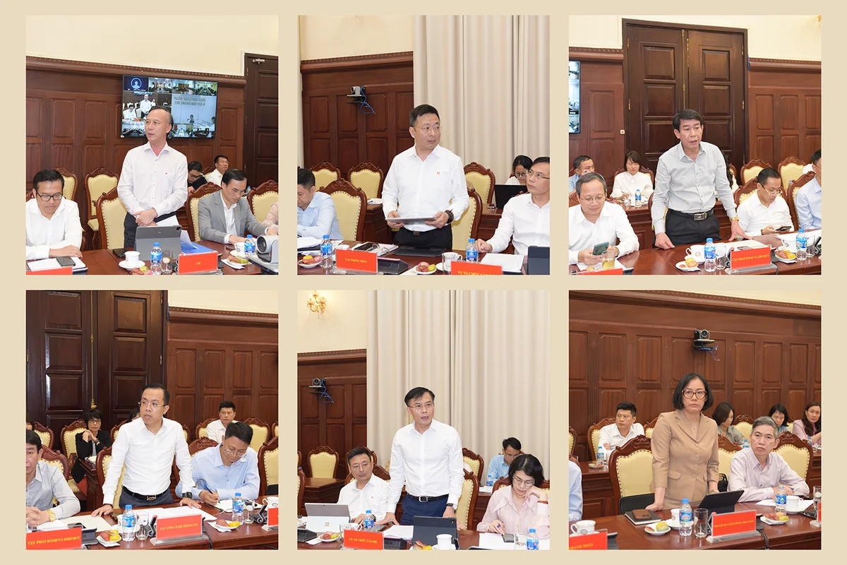 Đại diện lãnh đạo các Vụ, Cục, các đơn vị; NHNN chi nhánh khu vực tham gia phát biểu tại Hội nghị