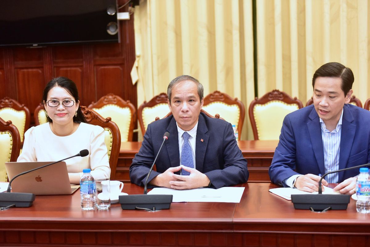 Phó Thống đốc Thường trực NHNN Đoàn Thái Sơn phát biểu tại buổi làm việc