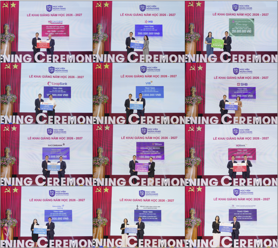 Đồng chí Nguyễn Thạc Tâm – Phó Tổng giám đốc Co-opBank trao học bổng cho đại diện Học viện Ngân hàng