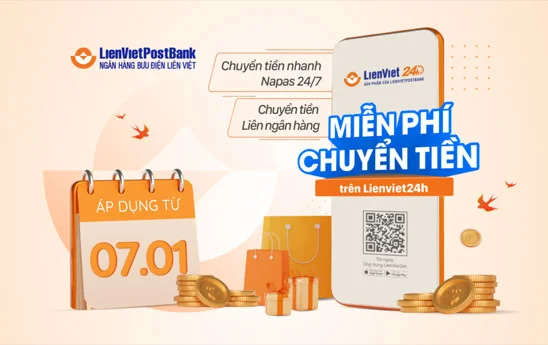 LienViet24h miễn phí giao dịch chuyển tiền cho khách hàng