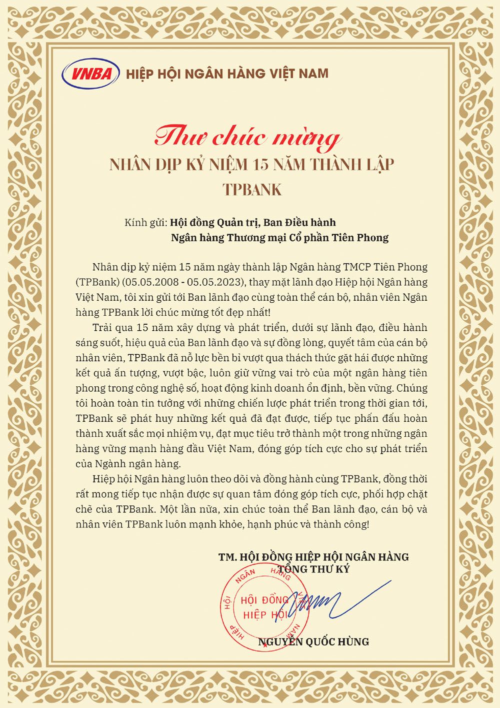 Hiep hoi Ngan hang Viet Nam chuc mung TPBank 2