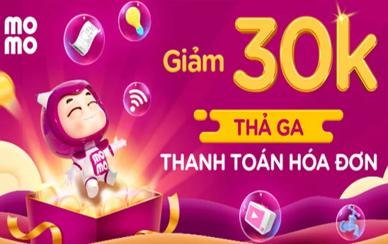 MoMo tặng combo thẻ quà 30K cho khách hàng lần đầu thanh toán hóa đơn