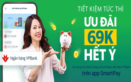 Mở app SmartPay, gửi tiết kiệm ưu đãi 69.000 đồng