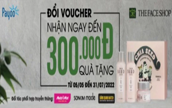Payoo phối hợp cùng THEFACESHOP tặng hàng ngàn mã quà tặng