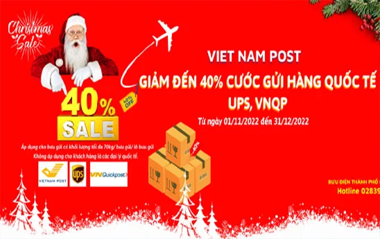 Vietnam Post Hồ Chí Minh ưu đãi đến 40% cước phí gửi hàng quốc tế