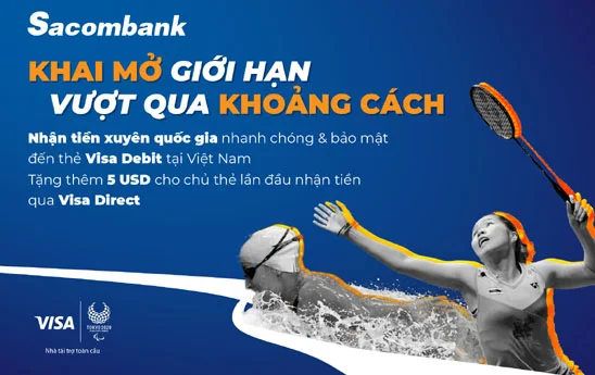 Chủ thẻ Sacombank Visa Debit nhận ưu đãi khi chuyển nhận tiền từ nước ngoài