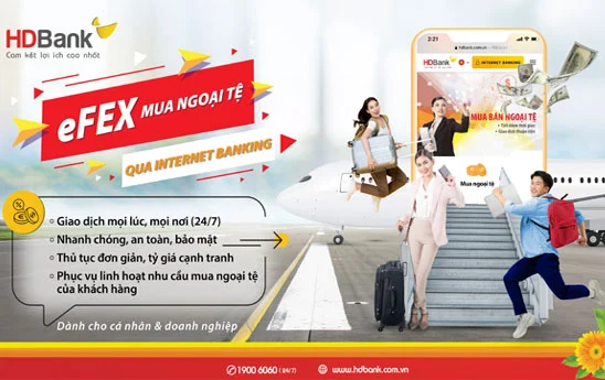 HDBank triển khai ứng dụng Mua bán ngoại tệ online eFEX