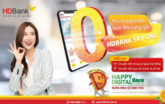 Miễn phí chuyển tiền không giới hạn cùng gói HDBank Sky One