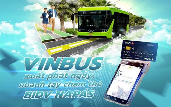 Thẻ BIDV Napas thanh toán không tiếp xúc khi mua vé Vinbus