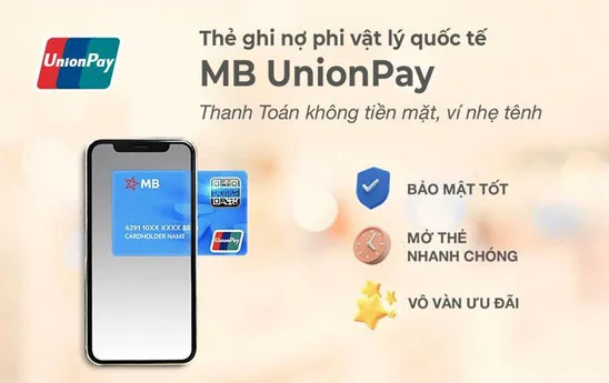 Thẻ ghi nợ phi vật lý quốc tế MB UnionPay - thanh toán không tiền mặt
