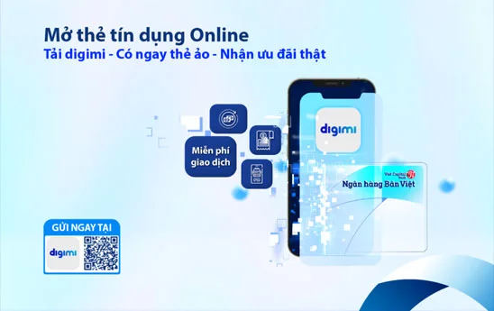 Viet Capital Bank triển khai tính năng mở thẻ tín dụng online tại Ngân hàng số digimi