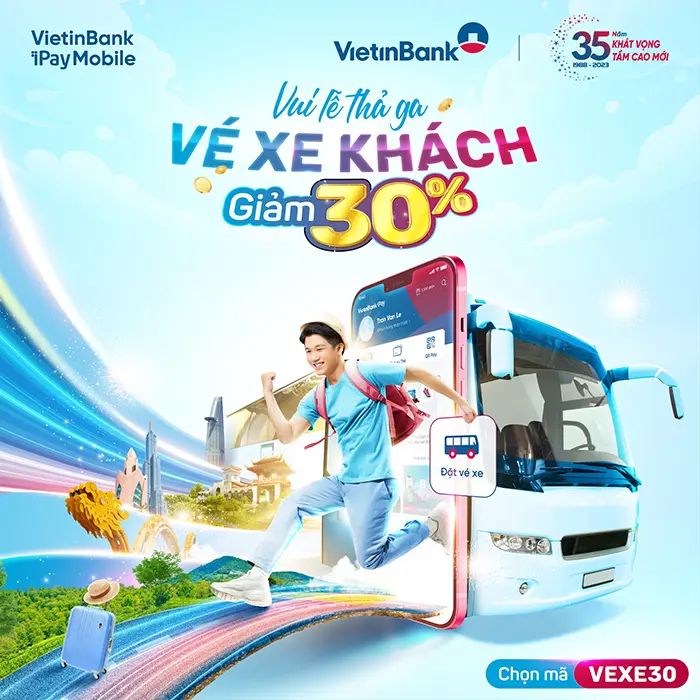 vietinbank ipay mobile giam gia toi 30 cho khach hang dat ve xe khach