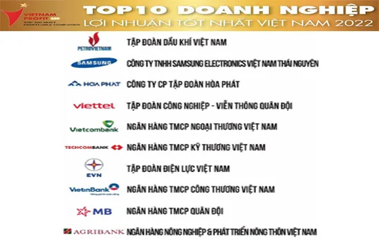 5 ngân hàng Hội viên của Hiệp hội Ngân hàng lọt vào Top 10 doanh nghiệp có lợi nhuận tốt nhất Việt Nam