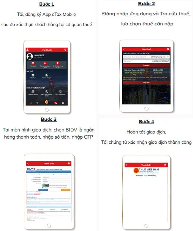 BIDV phoi hop voi Tong cuc Thue trien khai dich vu nop thue qua ung dung eTax Mobile 2