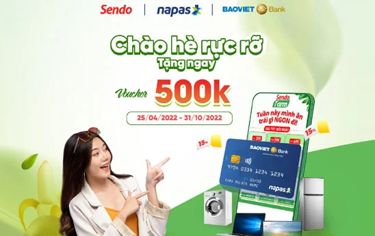 BaoVietBank tặng voucher khi thanh toán trực tuyến tại Website/Ứng Dụng của Sendo