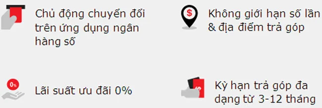Chuyen doi tra gop tren ung dung Techcombank Mobile 3