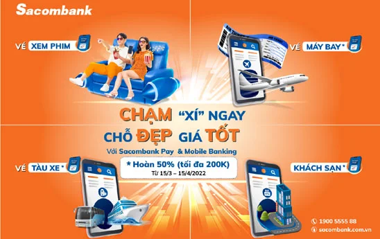 Sacombank miễn phí mọi giao dịch chuyển tiền