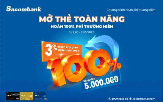 Sacombank ưu đãi mở mới thẻ tín dụng