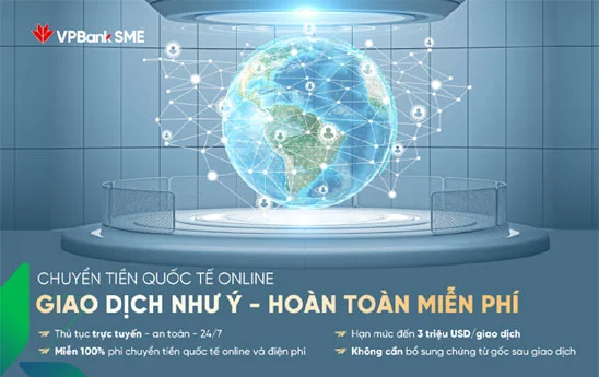 VPBank miễn 100% phí chuyển tiền quốc tế Online