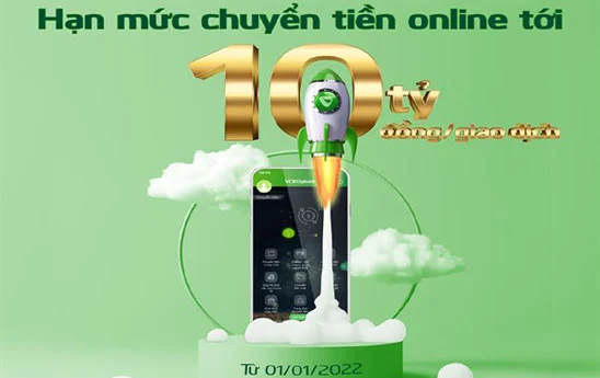 Vietcombank tăng hạn mức chuyển tiền online trên VCB Digibank