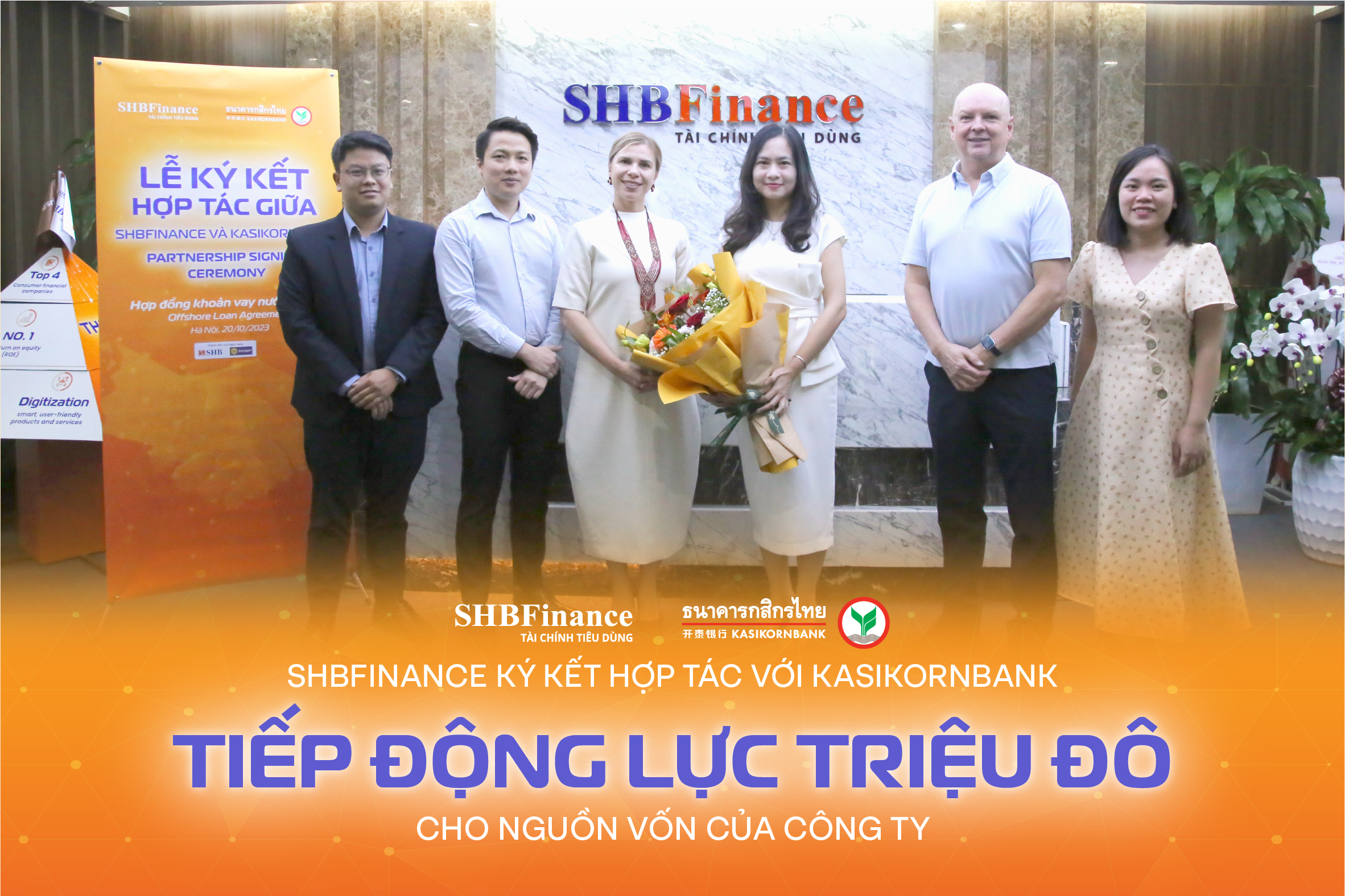 Đại diện SHB Finance và KBank chụp ảnh kỷ niệm sau buổi lễ