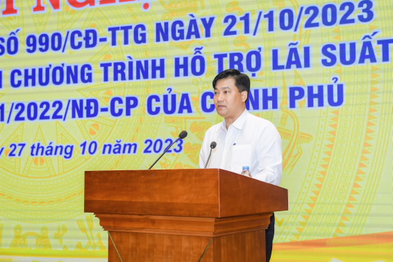 Tổng giám đốc Agribank Phạm Toàn Vượng phát biểu tại Hội nghị