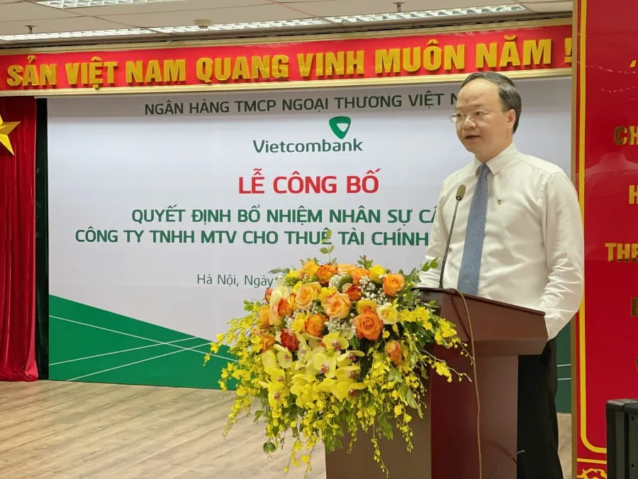 Ông Lê Quang Vinh - Phó Tổng Giám đốc Vietcombank phát biểu tại buổi lễ