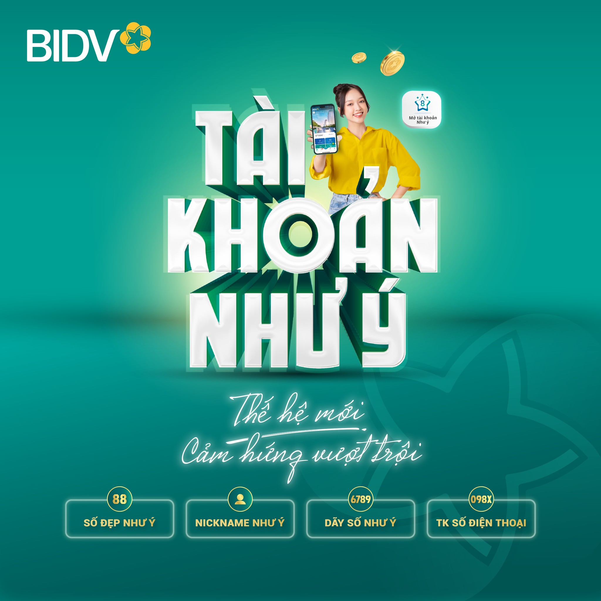 BIDV miễn phí hàng triệu tài khoản số đẹp thế hệ mới