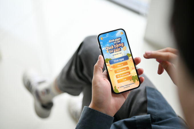 Giao diện trò chơi "Quà tặng từ tâm" trên SHB Mobile. Ảnh: SHB