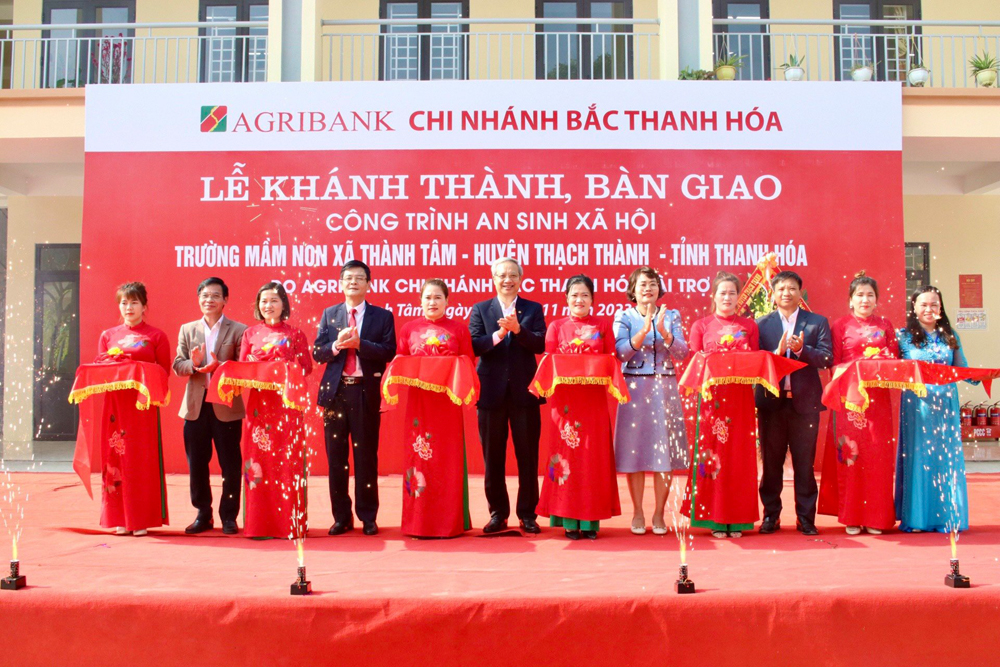 Agribank Bắc Thanh Hóa tài trợ 7 tỷ đồng xây dựng Trường Mầm non xã Thành Tâm