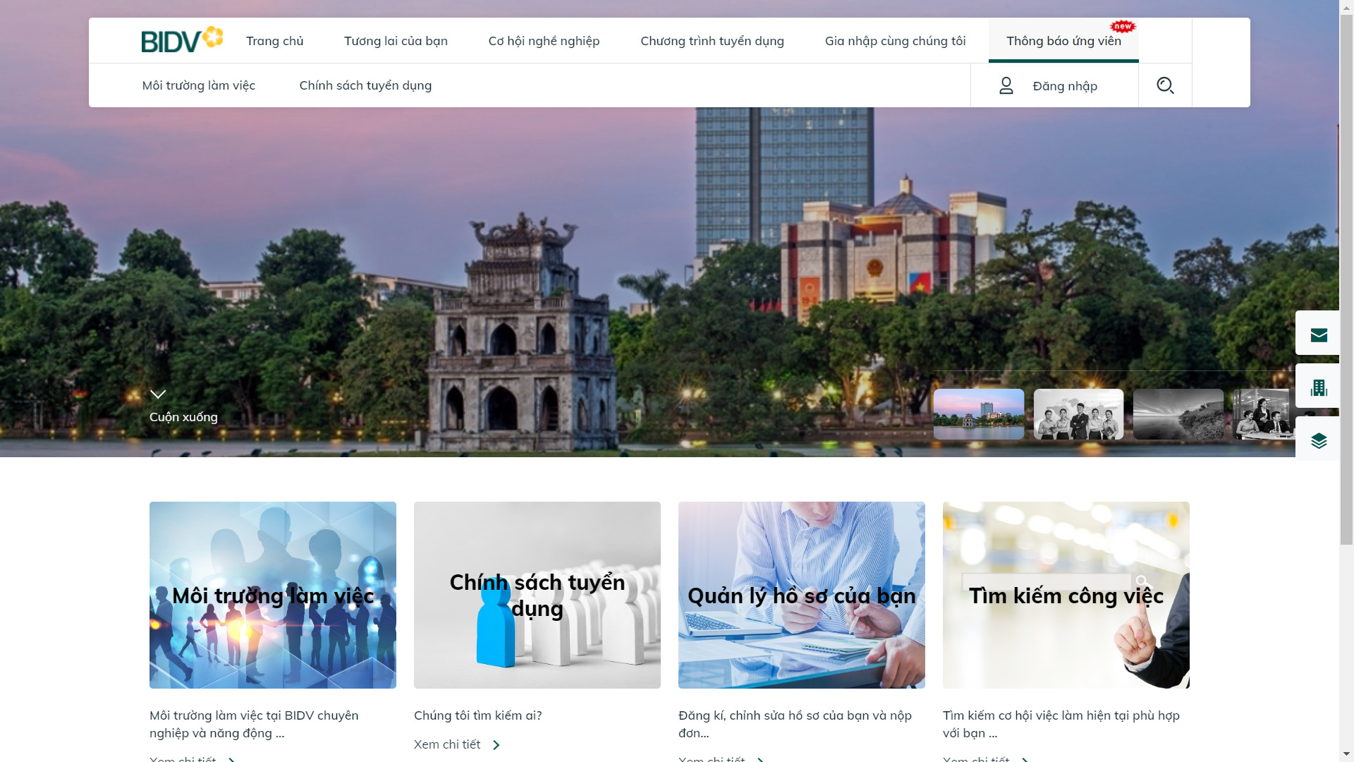 Trang tuyển dụng chính thức của BIDV